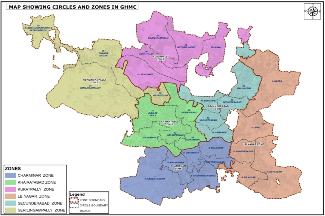 जीएचएमसी, हैदराबाद का नक्शा