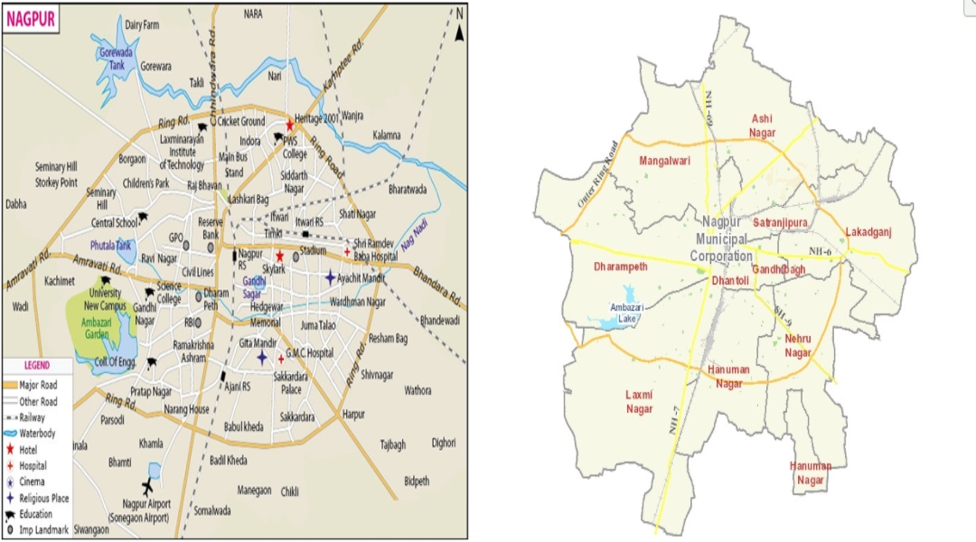 एनएमसी, नागपुर शहर का नक्शा