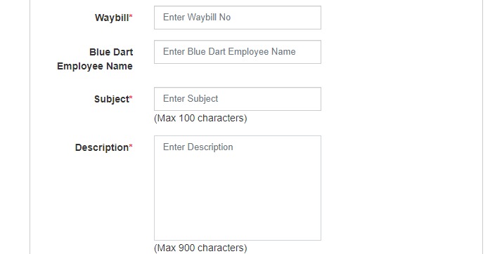 Blue Dart Online Complaint Submission Form - Guide