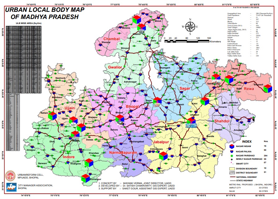 मध्य प्रदेश के शहरी स्थानीय निकाय मानचित्र (mpurban.gov.in)