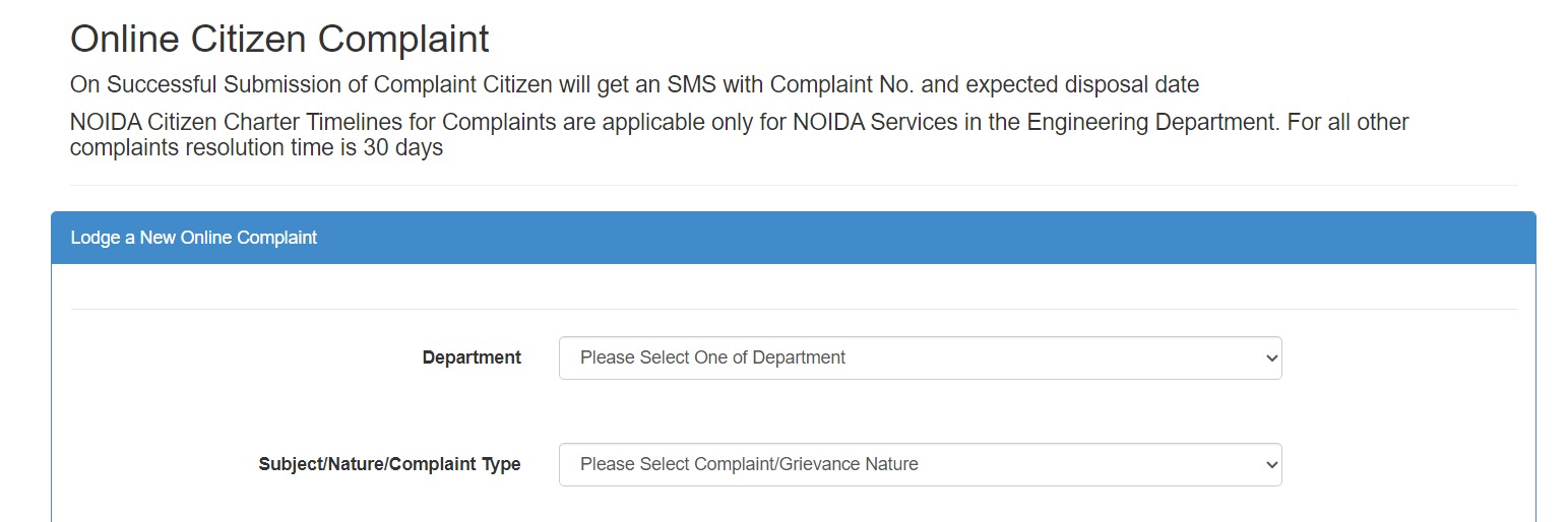 Guide to lodge a complaint online to Noida Authority