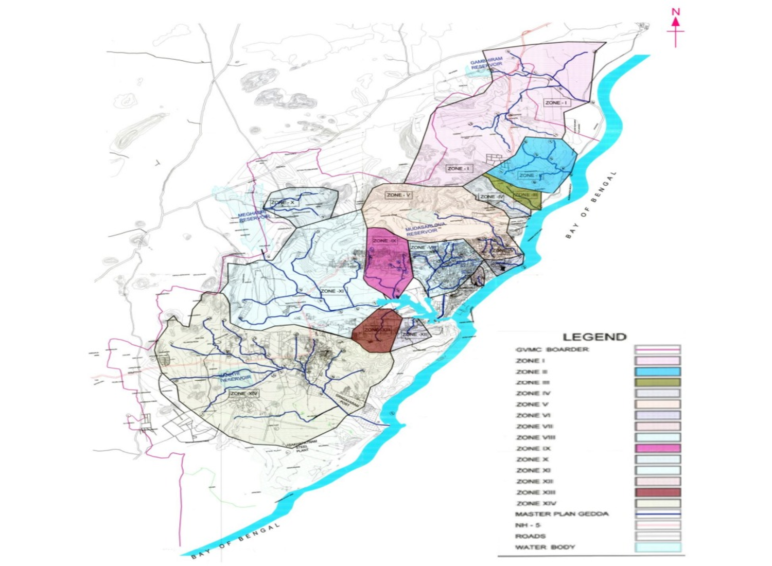 Map of Greater Visakhapatnam Municipal Corporation with zones
