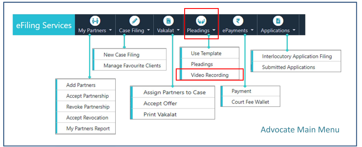 Record the Oath by Advocate for pleadings using Video Recording